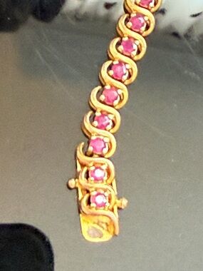 Gold-Tone Bracelet with Pink Gem Accents (Tiffiany Brand)